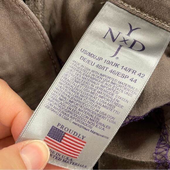 NYDJ Brown Rachel Roll Cuff Ankle Jeans Lift Tuck Technology Womens 10 Stretchy - Picture 5 of 15